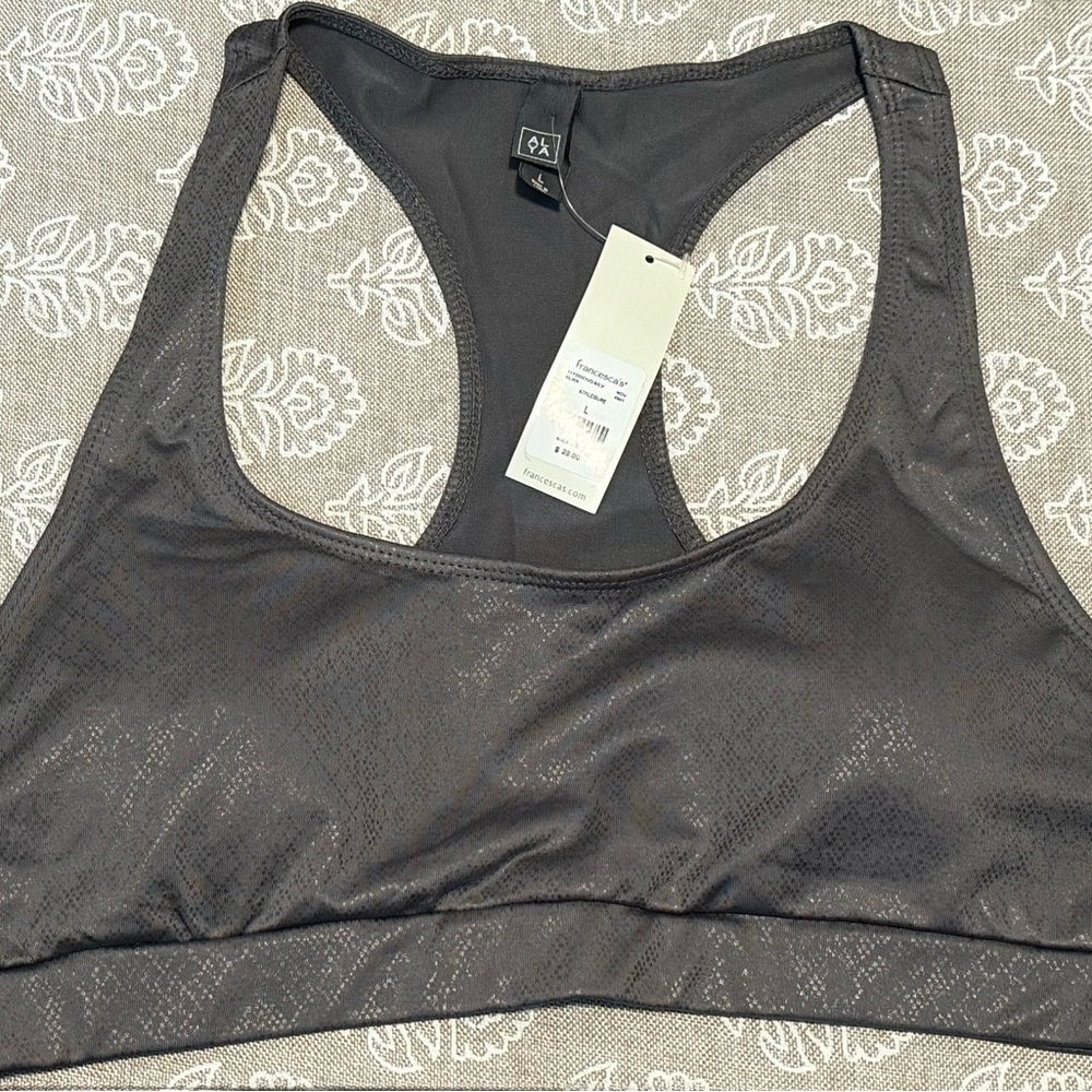 *NWT* Cute Shiny Gray Sports Bra
